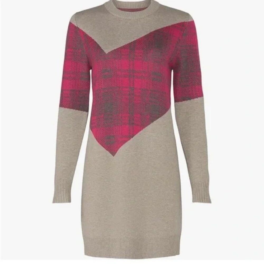 Thakoon Argyle plaid inset Cute n cozy Sweater knit shift tunic Dress XS